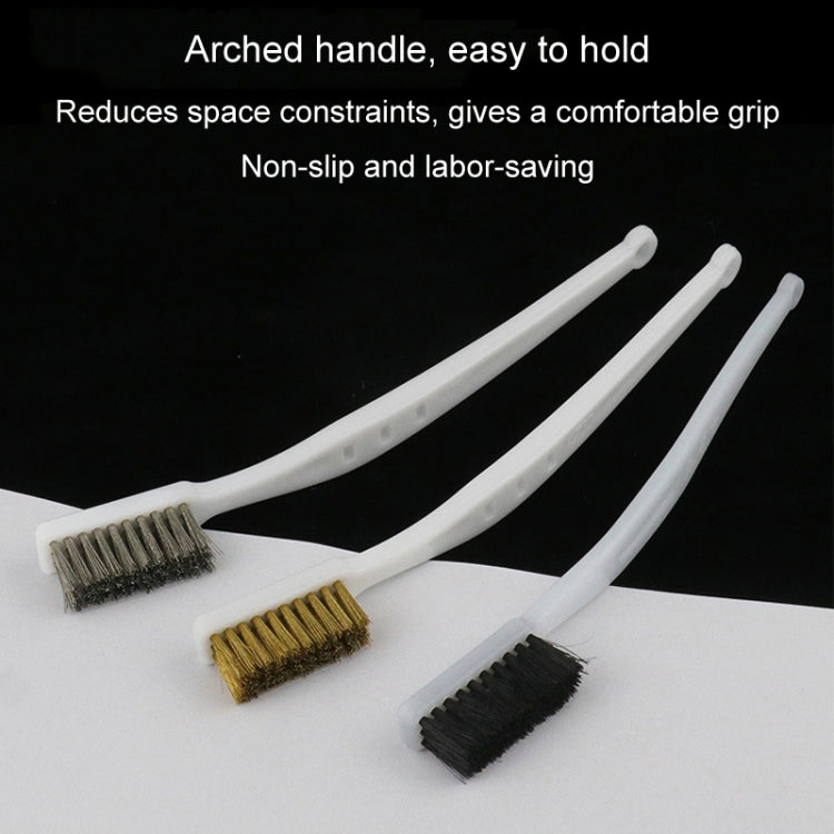 Hood Stove Brush Rust Removal Cleaning Industrial Brush Polishing Toothbrush For Collectibles Artifacts, Black Bristle, Copper Wire, Stainless Steel Wire