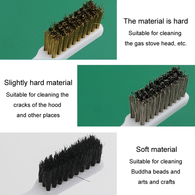 Hood Stove Brush Rust Removal Cleaning Industrial Brush Polishing Toothbrush For Collectibles Artifacts, Black Bristle, Copper Wire, Stainless Steel Wire