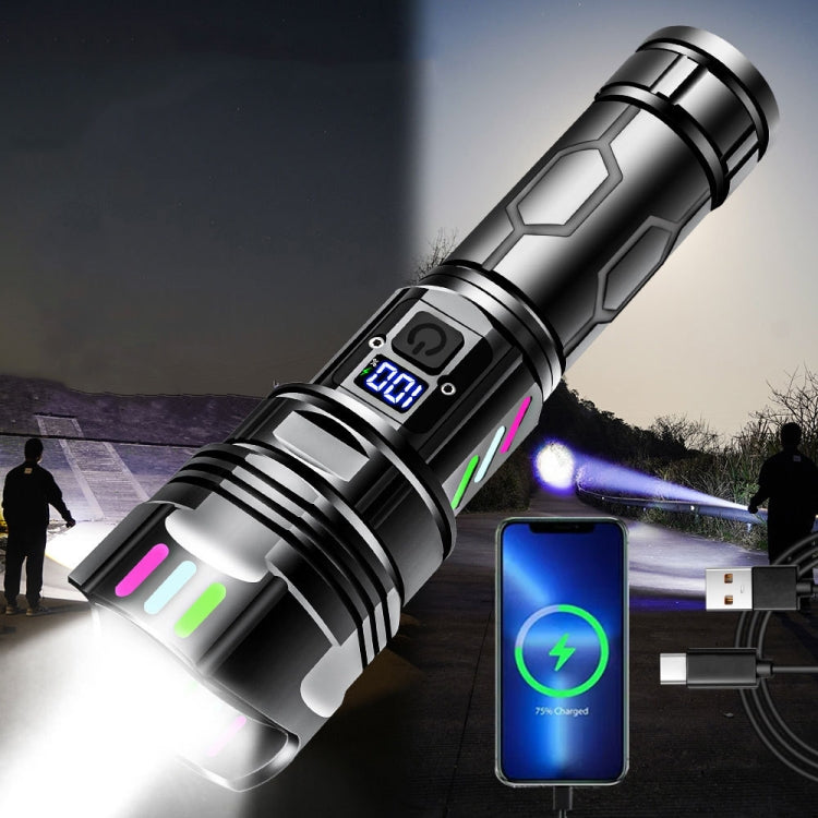 E-SMARTER A08 Flat Port Digital Display Fluorescent Strip Flashlight High Power LED Strong Light Flashlight, A08