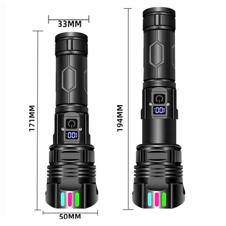 E-SMARTER A08 Flat Port Digital Display Fluorescent Strip Flashlight High Power LED Strong Light Flashlight, A08