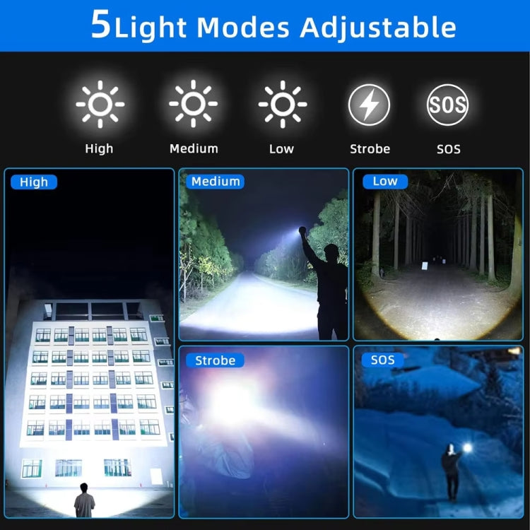 E-SMARTER A08 Flat Port Digital Display Fluorescent Strip Flashlight High Power LED Strong Light Flashlight, A08