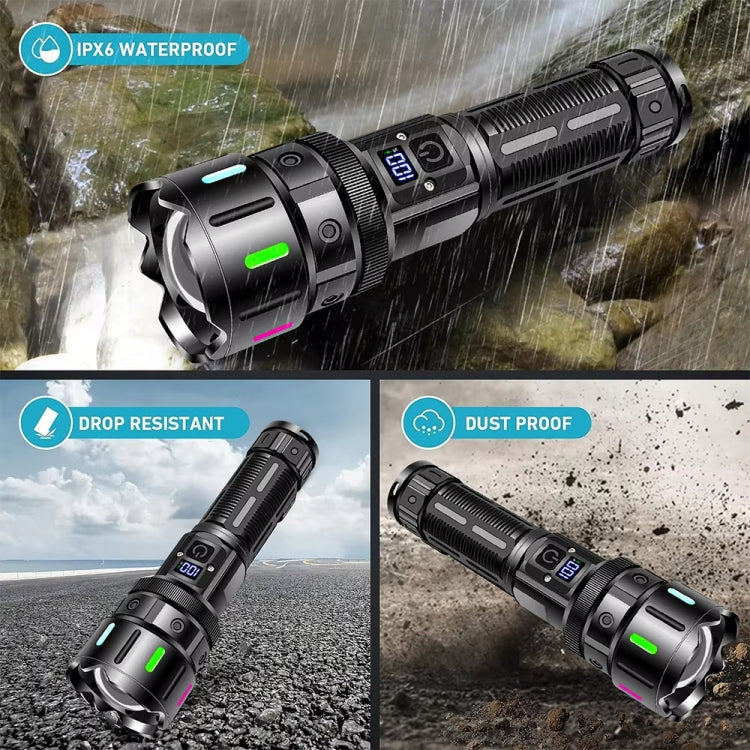 E-SMARTER A08 Flat Port Digital Display Fluorescent Strip Flashlight High Power LED Strong Light Flashlight, A08
