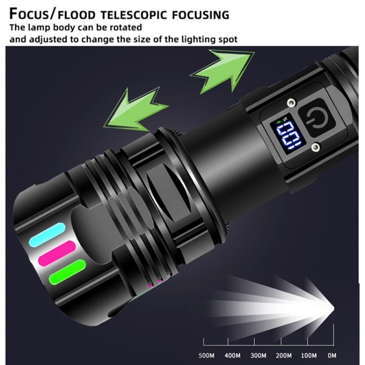 E-SMARTER A08 Flat Port Digital Display Fluorescent Strip Flashlight High Power LED Strong Light Flashlight, A08