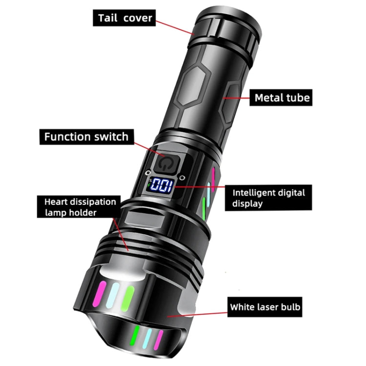E-SMARTER A08 Flat Port Digital Display Fluorescent Strip Flashlight High Power LED Strong Light Flashlight, A08