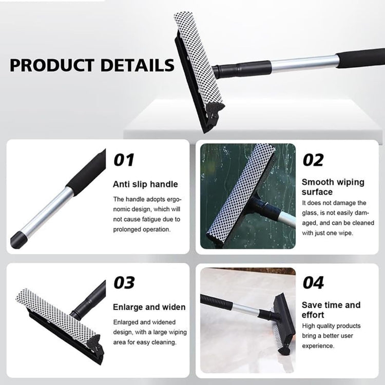 2-In-1 Household Double-Sided Glass Wiper Car Washing Cleaning Tool, Telescopic White, Telescopic Black, Telescopic Yellow, Straight White, Straight Yellow, Straight Black