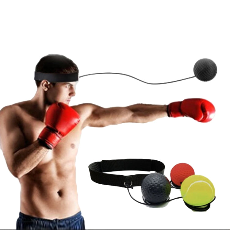Boxing Reflex Training Ball Indoor Fitness Sports Recreation Combat Fighting With Headband Boxing Speed Ball, PU Ball Black, Rubber Ball Red, Tennis Ball Yellow