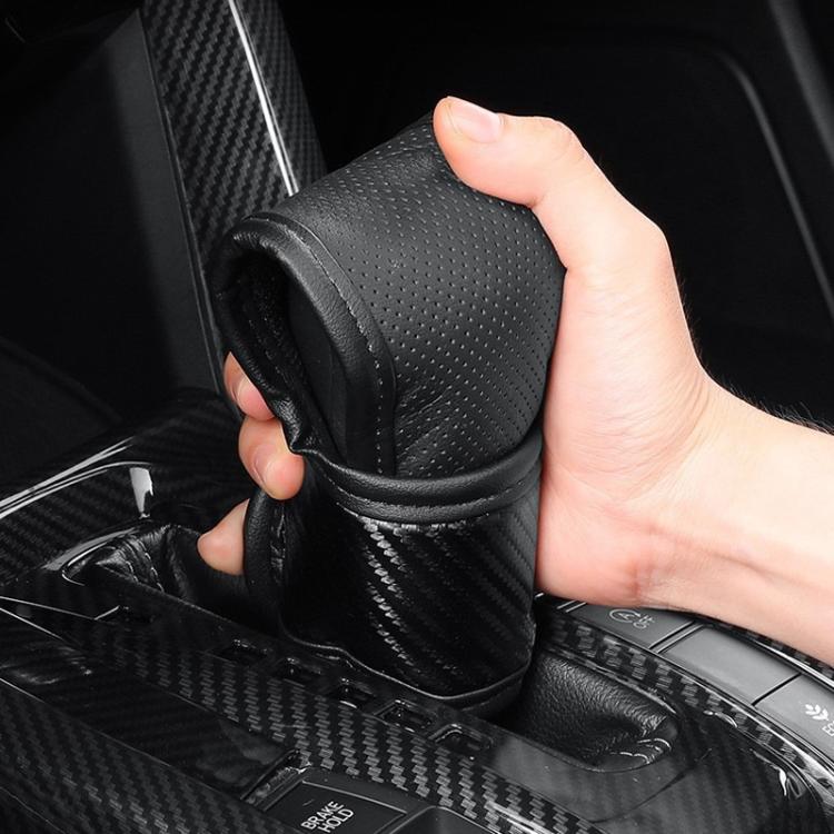 Car Automatic Universal Perforated Breathable Cowhide Side Opening Shift Cover, A-Black, A-Wine Red, A-Brown, B-Black, B-Wine Red, B-Brown