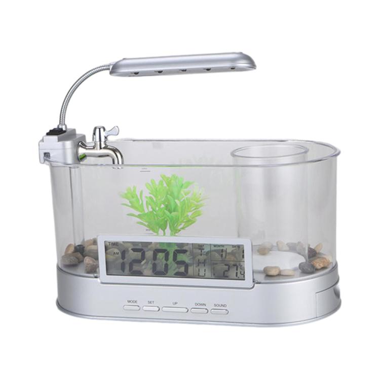 1.8L LED Light Desktop Water Flow Mini Fish Tank Home Turtle Tank Self-Circulating Aquarium