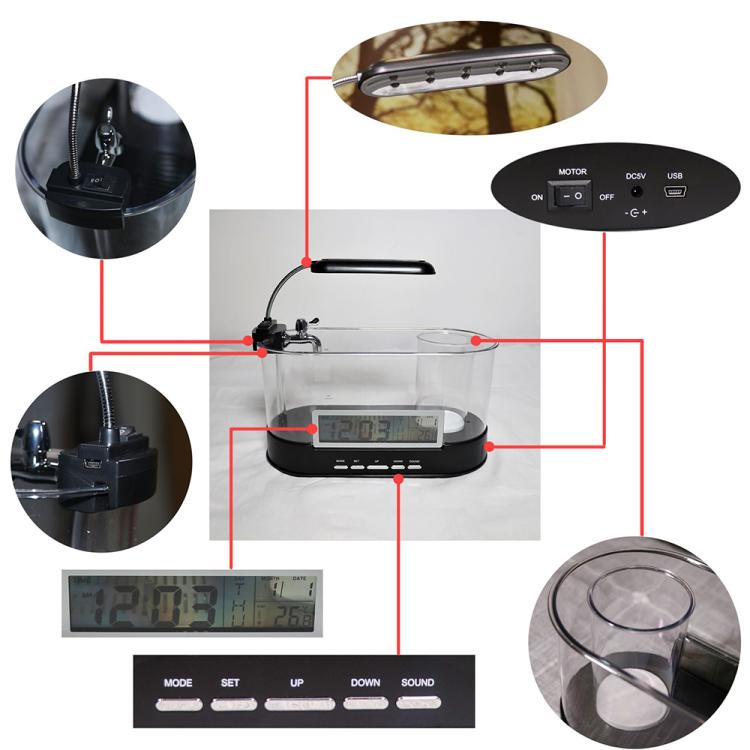 1.8L LED Light Desktop Water Flow Mini Fish Tank Home Turtle Tank Self-Circulating Aquarium