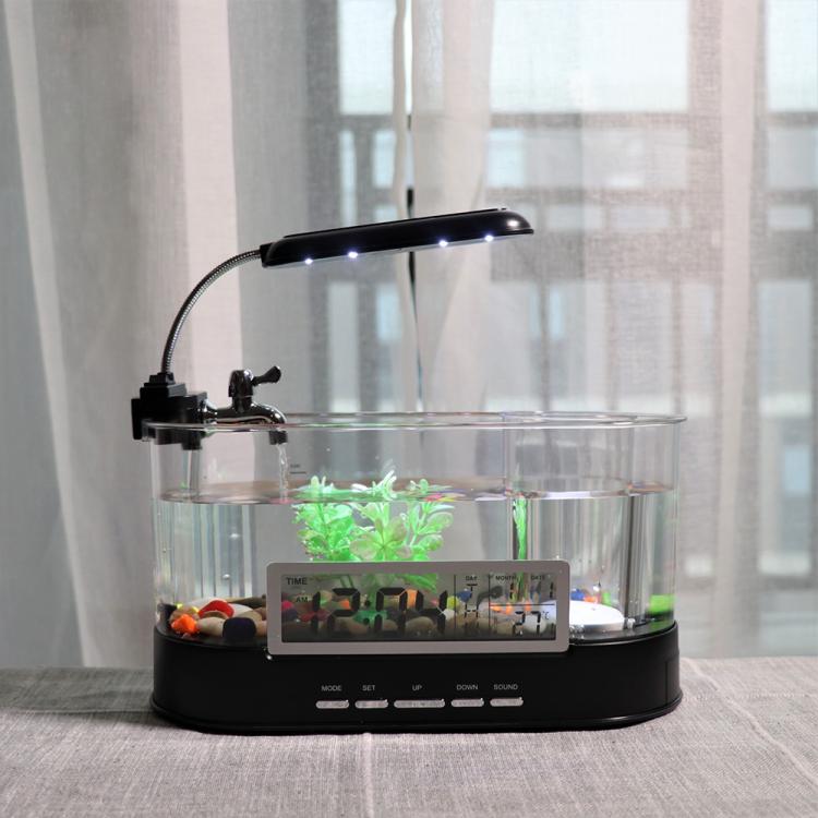 1.8L LED Light Desktop Water Flow Mini Fish Tank Home Turtle Tank Self-Circulating Aquarium