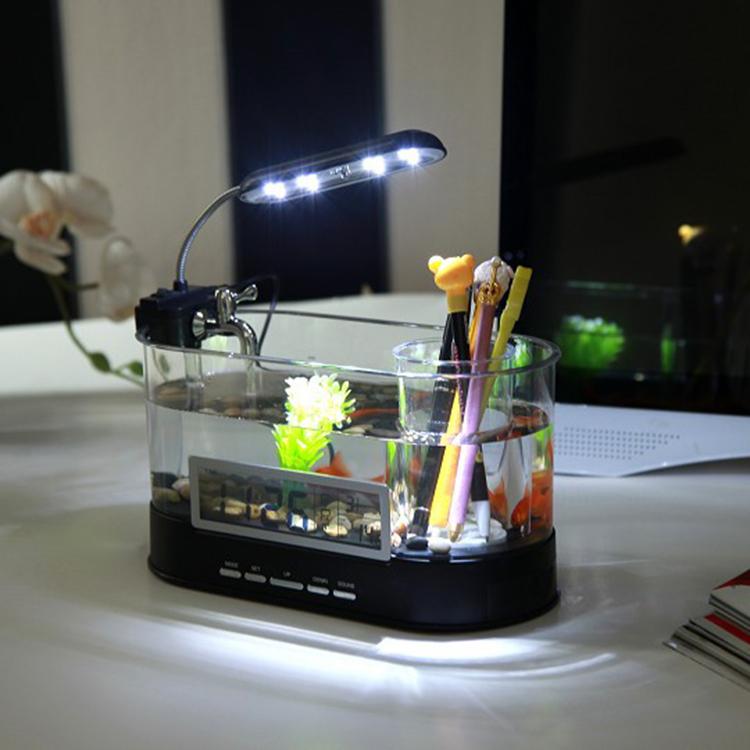 1.8L LED Light Desktop Water Flow Mini Fish Tank Home Turtle Tank Self-Circulating Aquarium