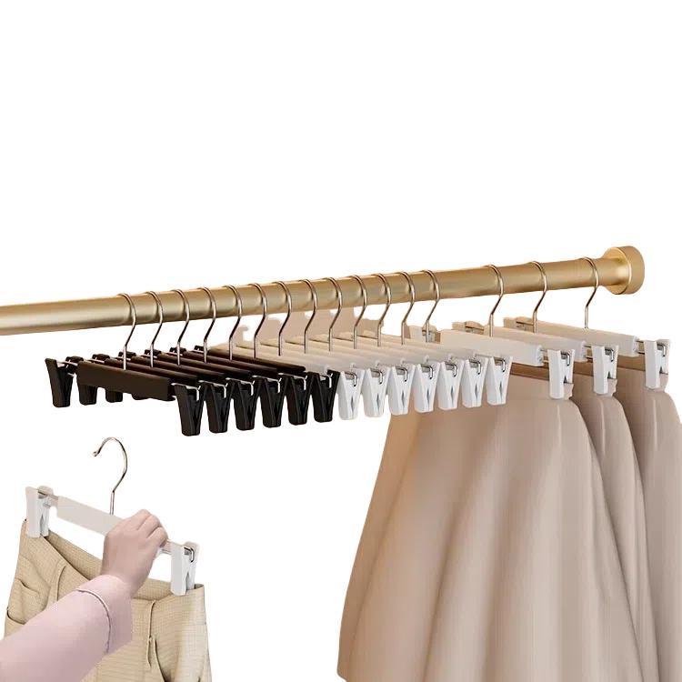 5pcs /Pack Retractable Nano Pants Hanger Seamless Trouser Clip For Skirt Dress Slacks