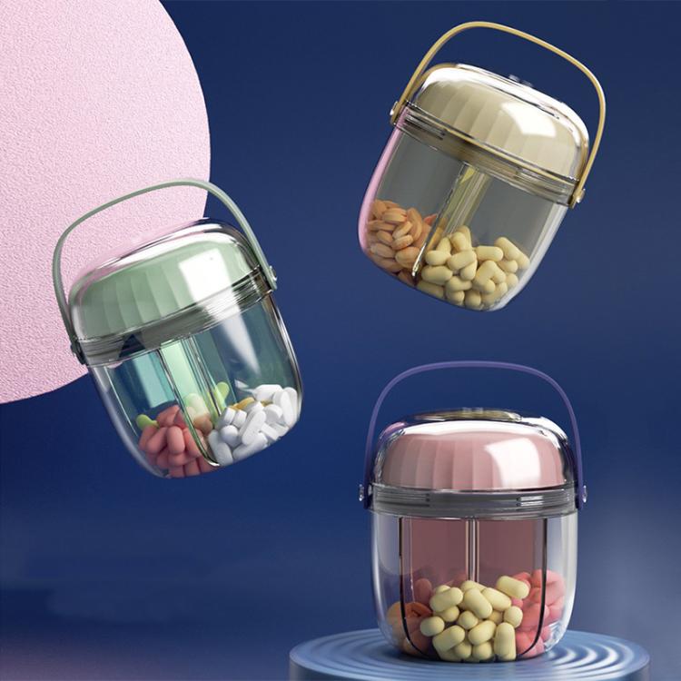Portable Pill Box Sealed Waterproof Pill Dispenser Drugs Medicine Organizer Dispenser Box, Small Green, Small Gray, Large Green, Large Pink, Large Gray