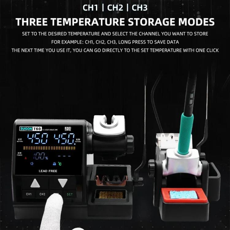 Precision Soldering Station Soldering Iron Set Cell Phone Repair Soldering Tool, SUGON T60+210 Handle+I/K/IS Tips x 3, SUGON T60+TJ8+210/245 Handle+I/K/IS Tips x 6, SUGON T60+TJ8+210/115 Handle+I/K/IS Tips x 6