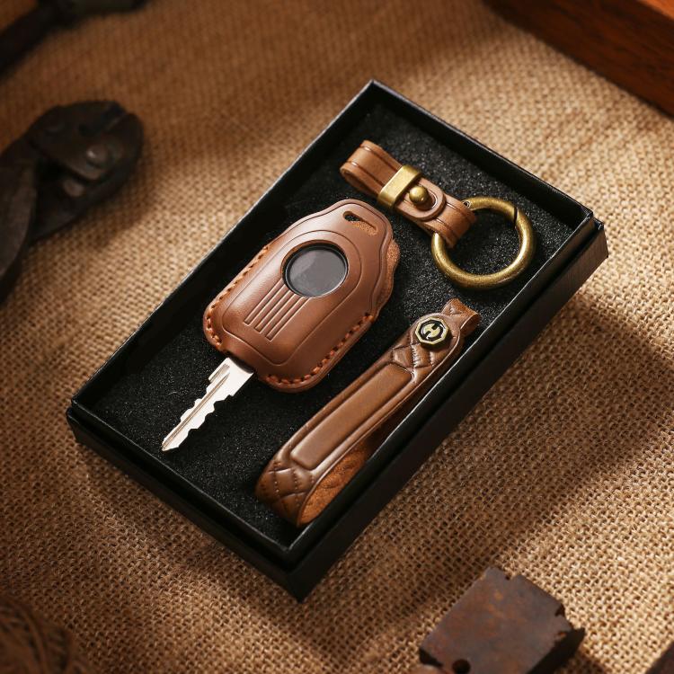 Hallmo For Peugeot Django 150 Motorcycle Natural Cowhide Key Protective Cover
