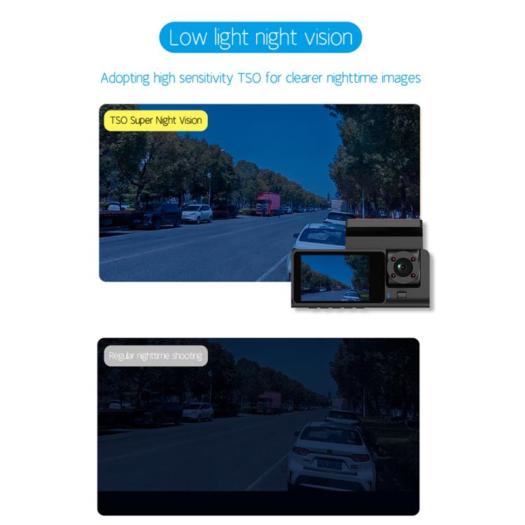 G71 HD 1080P Three-Lens 2.0-Inch Infrared Night Vision Driving Recorder, No WIFI, WIFI Connection