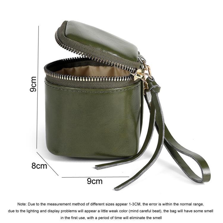 Oil Wax PU Leather Portable Bucket Bag Mini Retro Lipstick Earphone Bag Small Objects Storage Coin Purse
