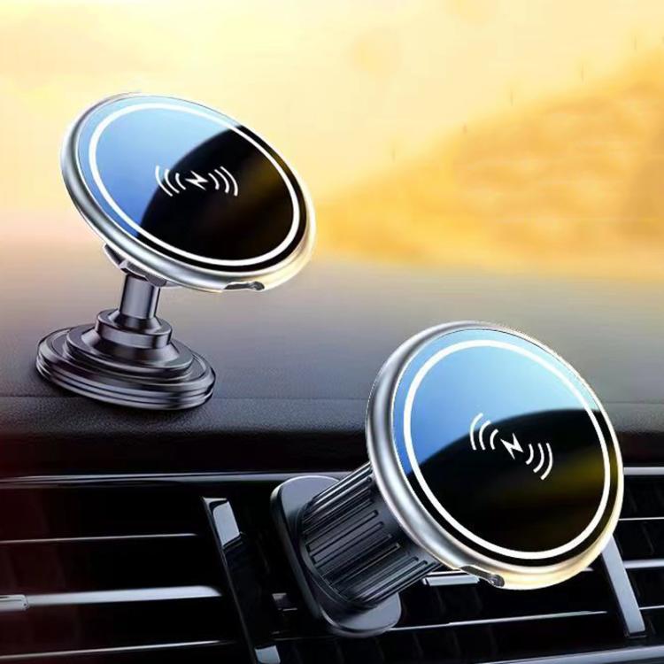 15W Car Magnetic Wireless Charging Phone Holder Alloy Base, Adhesive Black, Adhesive Silver, Air Outlet Black, Air Outlet Silver