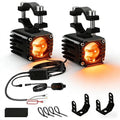 40W Motorcycle Wired Switch Integrated Waterproof Demon Eye Spotlight, Orange Light