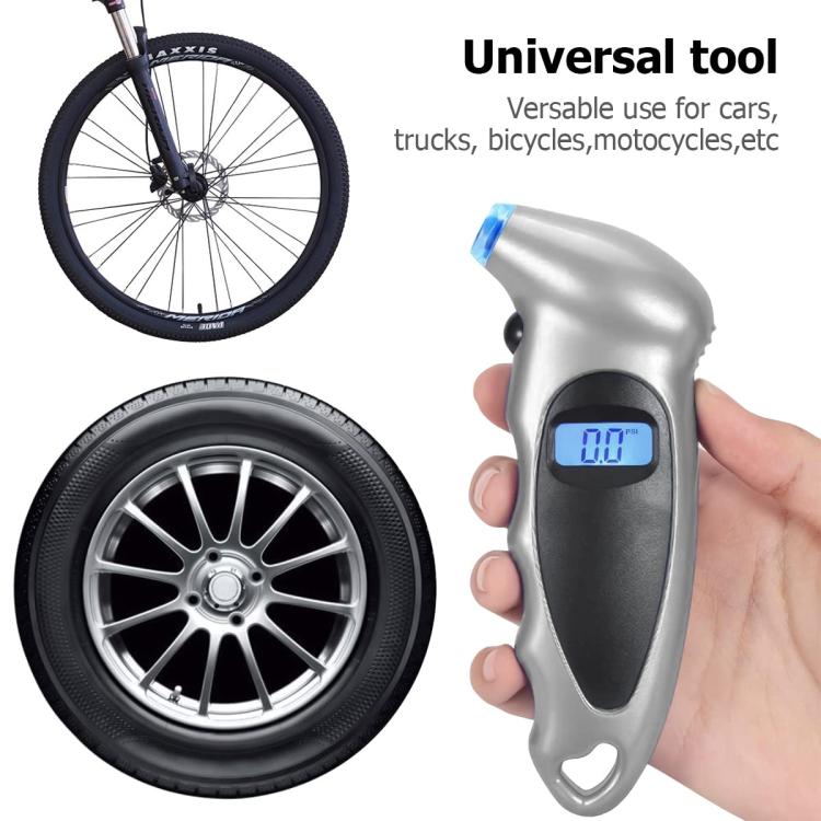 Car High-Precision Detection Digital Display Tire Pressure Gauge, Silver Black, Blue Black, All Black With Velvet