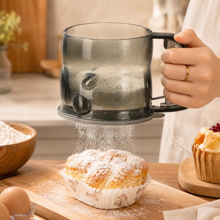 Kitchen Handheld Semi-Automatic Flour Sifter Baking Assistant Powder Sieving Tool