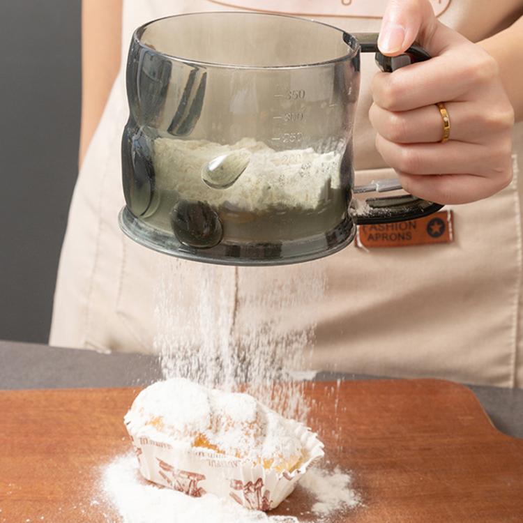 Kitchen Handheld Semi-Automatic Flour Sifter Baking Assistant Powder Sieving Tool