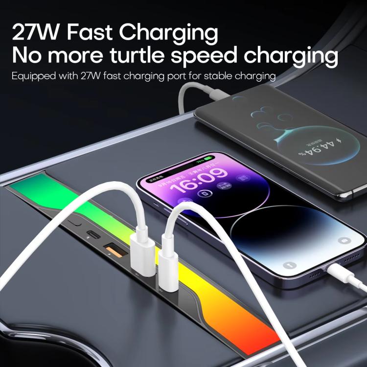 For Tesla Model 3 / Y 4-in-1 Colorful RGB Hub Docking Station