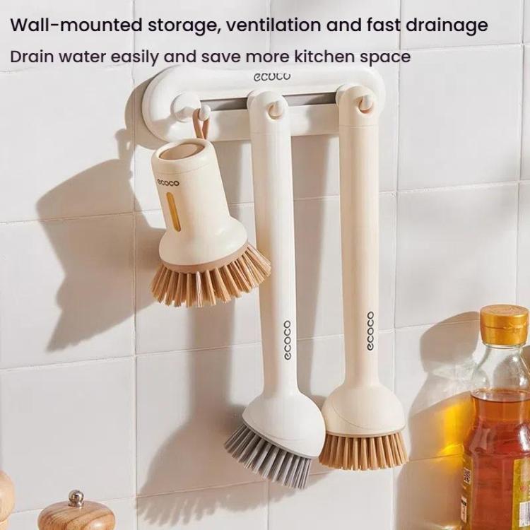 2pcs /Set ecoco Pot Washing Brush Short Handle Squeezeable + Long Handle Rotatable Household Dishwashing Brush
