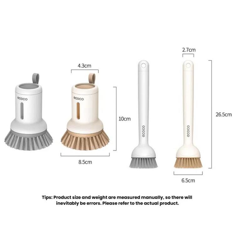 2pcs /Set ecoco Pot Washing Brush Short Handle Squeezeable + Long Handle Rotatable Household Dishwashing Brush