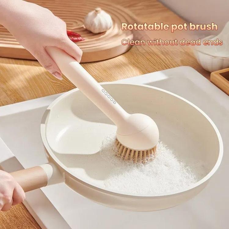 2pcs /Set ecoco Pot Washing Brush Short Handle Squeezeable + Long Handle Rotatable Household Dishwashing Brush