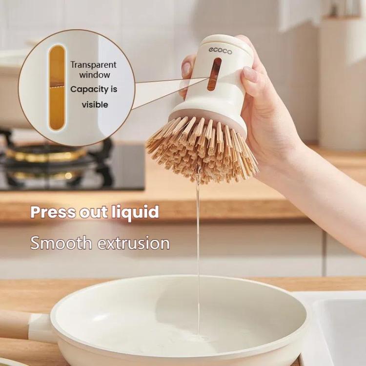 2pcs /Set ecoco Pot Washing Brush Short Handle Squeezeable + Long Handle Rotatable Household Dishwashing Brush
