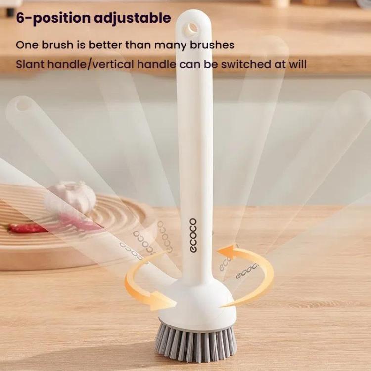 2pcs /Set ecoco Pot Washing Brush Short Handle Squeezeable + Long Handle Rotatable Household Dishwashing Brush