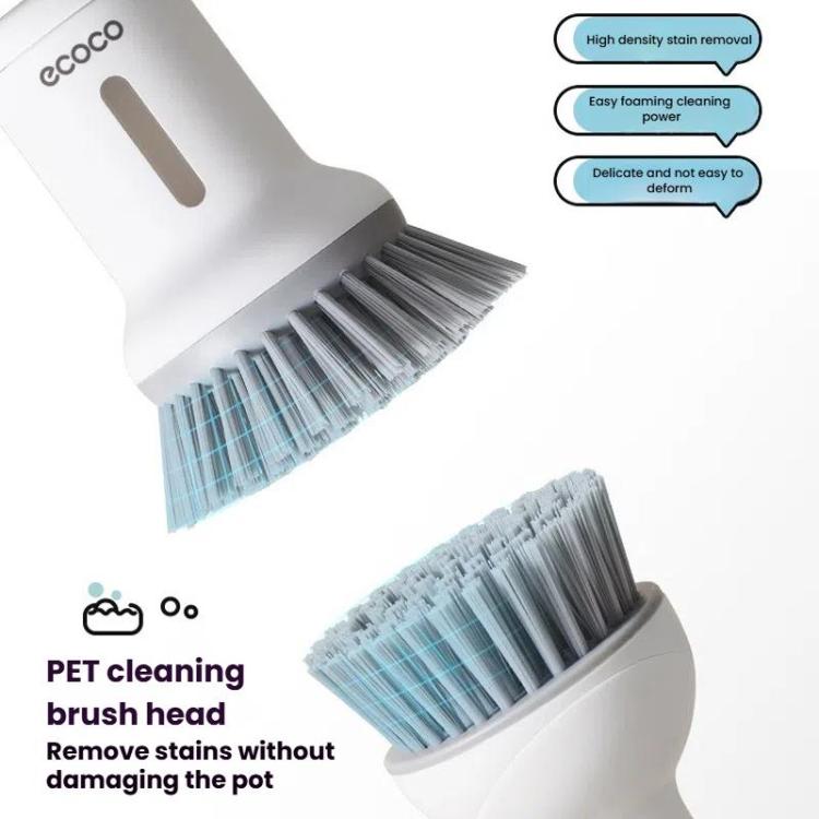 2pcs /Set ecoco Pot Washing Brush Short Handle Squeezeable + Long Handle Rotatable Household Dishwashing Brush
