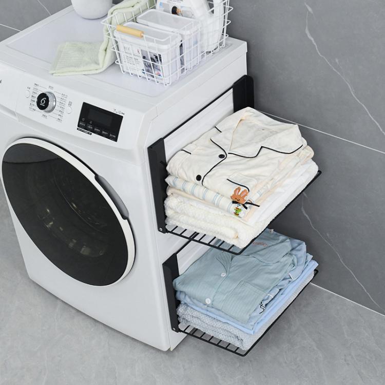 Bathroom Dirty Clothes Shelf Washing Machine Side Folding Wall Mounted Clothes Organizer