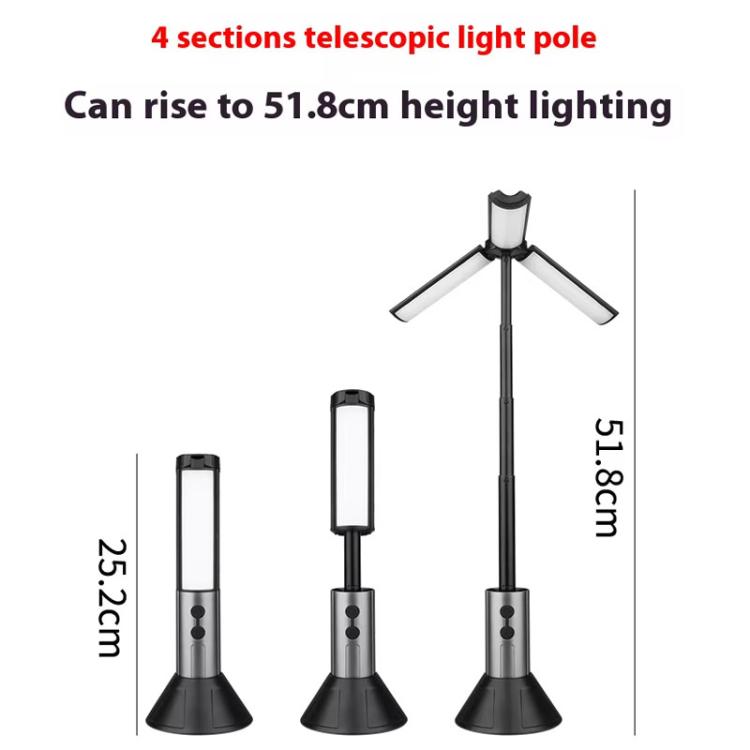 Retractable Camping Lantern Rechargeable Flashlight 25.2-51.8cm Adjustable Height