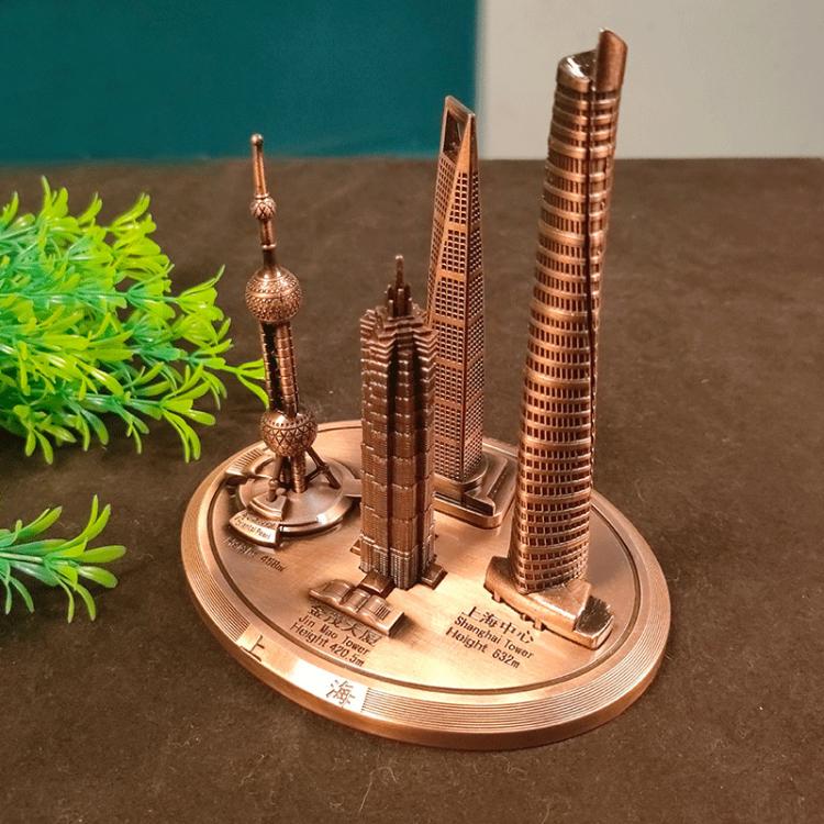 4 In 1 Shanghai Landmarks Tourist Souvenirs Metal Crafts Home Decoration, Small Gold, Small Bronze, Medium Gold, Medium Red Bronze, Medium Bronze, Large Bronze, Large Red Bronze, Large Gray