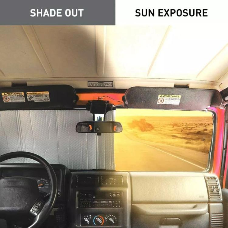 For Jeep 2007-2017 Wrangler JK Car Front Windshield Sunshade, 51.9 x 16.1inch