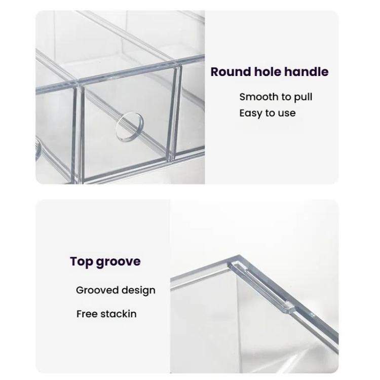 Acrylic Desk Organizer With 4 Drawers Stackable Glasses Display Case Makeup Brush Stationery Storage Box, 27x17.5x7.3cm