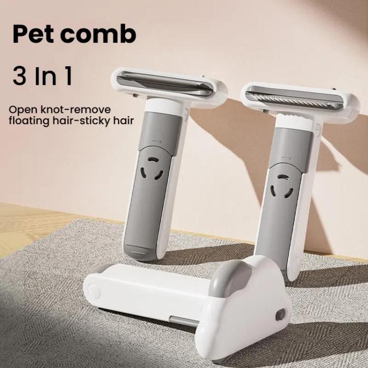 3-in-1 Pet Grooming Comb Sticky Roller for Cats and Dogs, Removes Loose Hair, Detangles, Large Straight, Small Straight, Large Curved, Small Curved