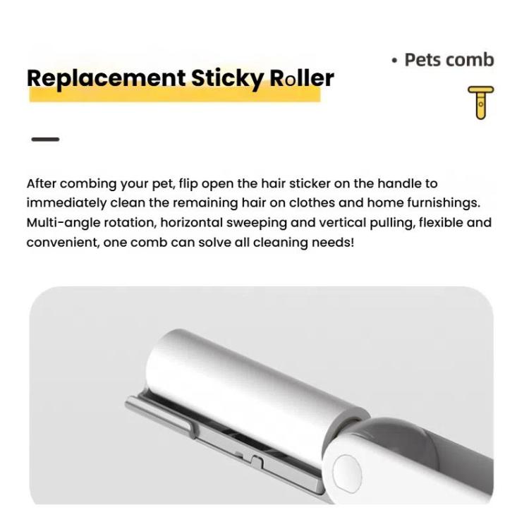 3-in-1 Pet Grooming Comb Sticky Roller for Cats and Dogs, Removes Loose Hair, Detangles, Large Straight, Small Straight, Large Curved, Small Curved
