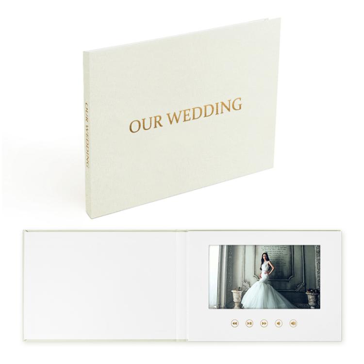 7 Inch IPS Display Multifunctional Commercial Wedding Video Invitation Linen Bound Video Album, Always Forever, I LOVE YOU, Memories, OUR WEDDING, WE DO, BEST DAY