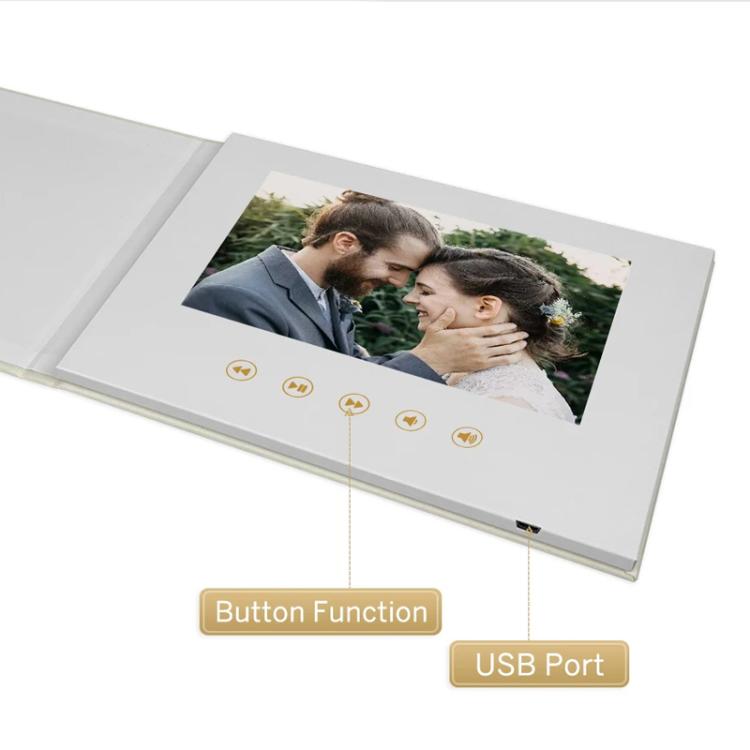 7 Inch IPS Display Multifunctional Commercial Wedding Video Invitation Linen Bound Video Album, Always Forever, I LOVE YOU, Memories, OUR WEDDING, WE DO, BEST DAY