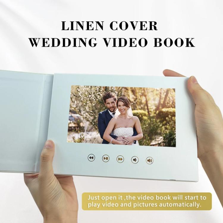 7 Inch IPS Display Multifunctional Commercial Wedding Video Invitation Linen Bound Video Album, Always Forever, I LOVE YOU, Memories, OUR WEDDING, WE DO, BEST DAY
