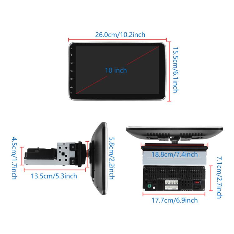 10 Inch Android 13.0 Universal Player Car Reversing Center Control Integrated Machine, 4+64G