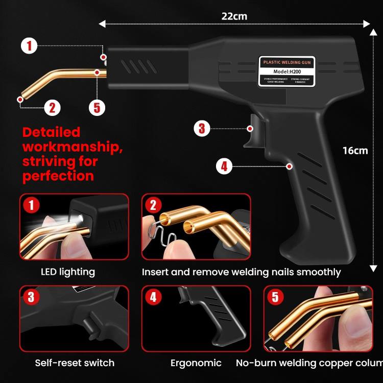 Rechargeable Car Bumper Plastic Repair Welding Machine, Black, Black+200 Welding Nails, Black+400 Welding Nails, Black+800 Welding Nails, Black+1200 Welding Nails