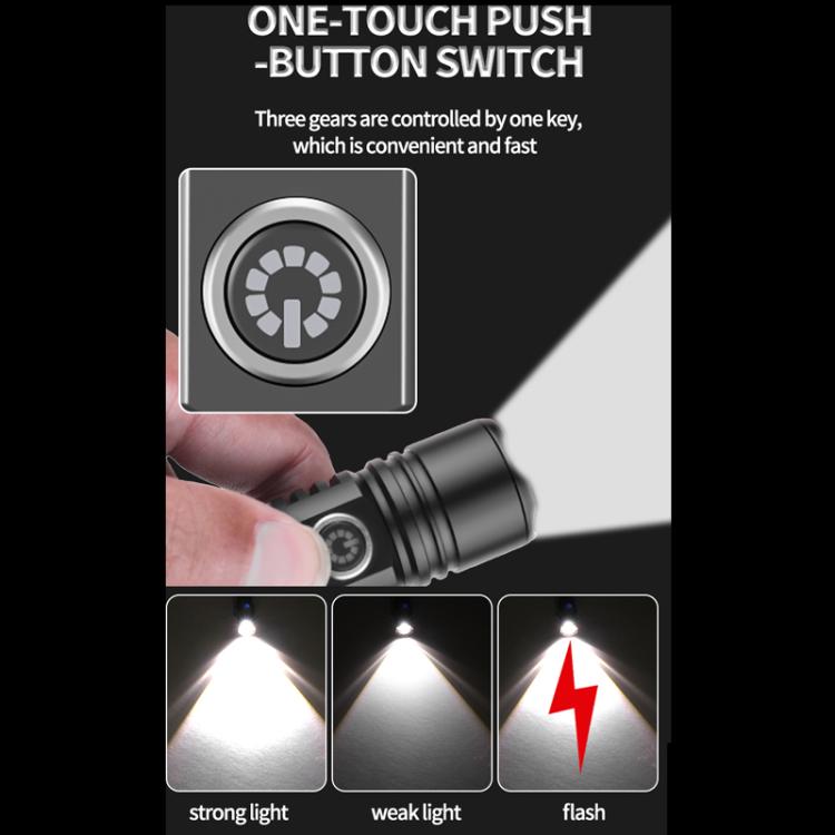 Mini TYPE-C Rechargeable White Laser LED Strong Light Long-Range Flashlight