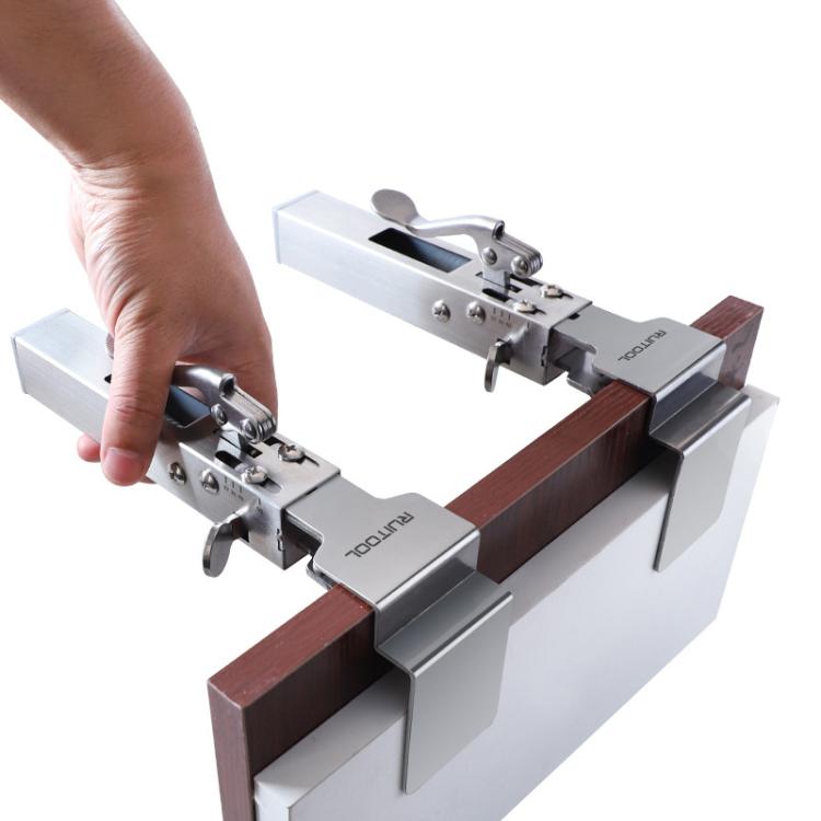 RUITOOL Stainless Steel Push Quick Drawer Clamp Adjustable Telescopic Woodworking Fixture Clamps, Small Bow Clip, Small Bow Clip + 1pc Big Bow Clip Plate