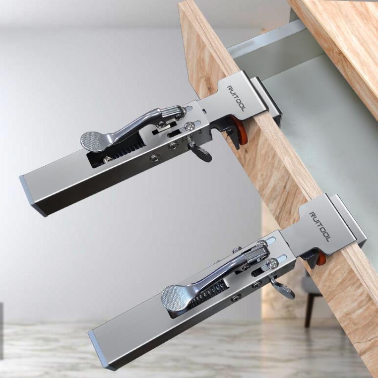 RUITOOL Stainless Steel Push Quick Drawer Clamp Adjustable Telescopic Woodworking Fixture Clamps, Small Bow Clip, Small Bow Clip + 1pc Big Bow Clip Plate