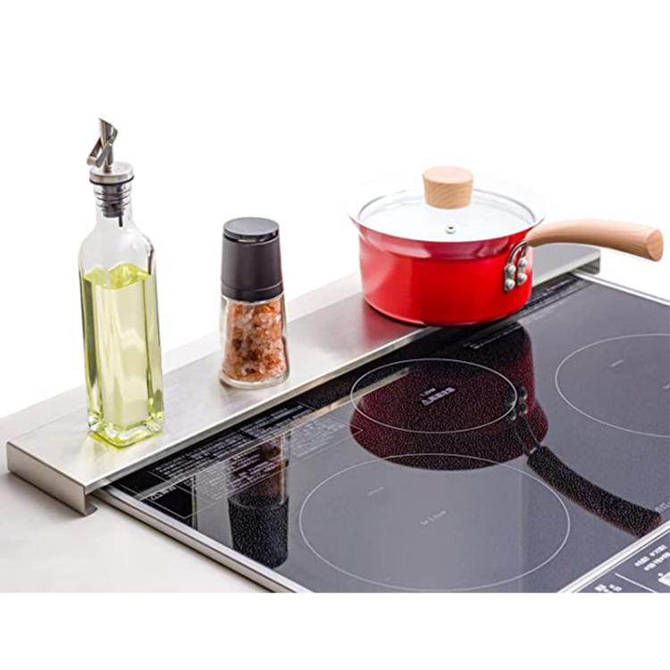 Stainless Steel Exhaust Vent Cover Gas Stove Cover Seasoning Rack Oil Splash Guard, 64x10x2.5cm, Retractable 43.5-80cm