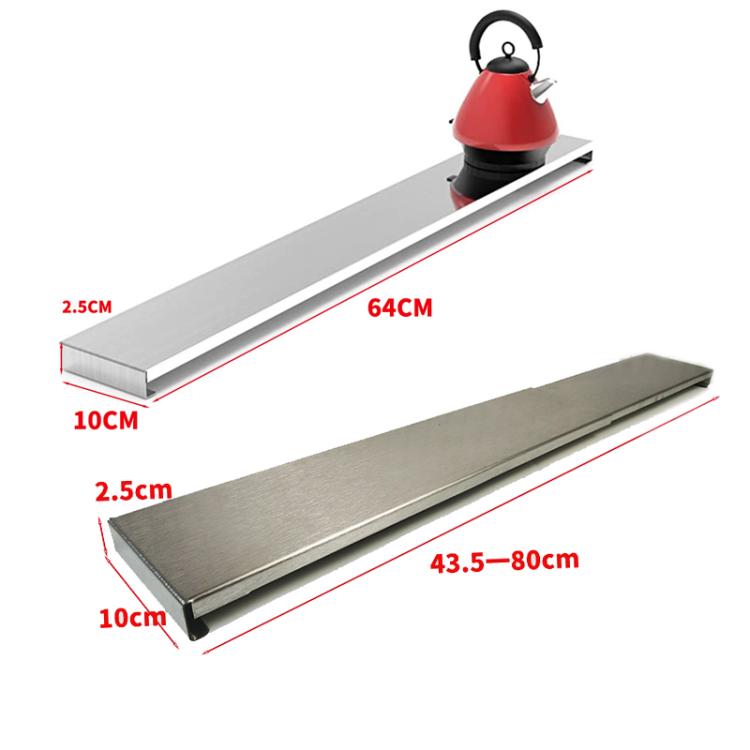 Stainless Steel Exhaust Vent Cover Gas Stove Cover Seasoning Rack Oil Splash Guard, 64x10x2.5cm, Retractable 43.5-80cm